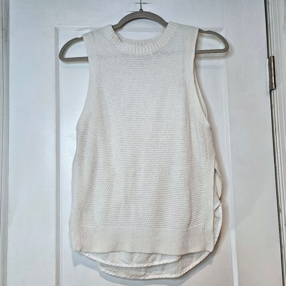 Brochu Walker Layered Knit Tank Ivory Sleeveless XS